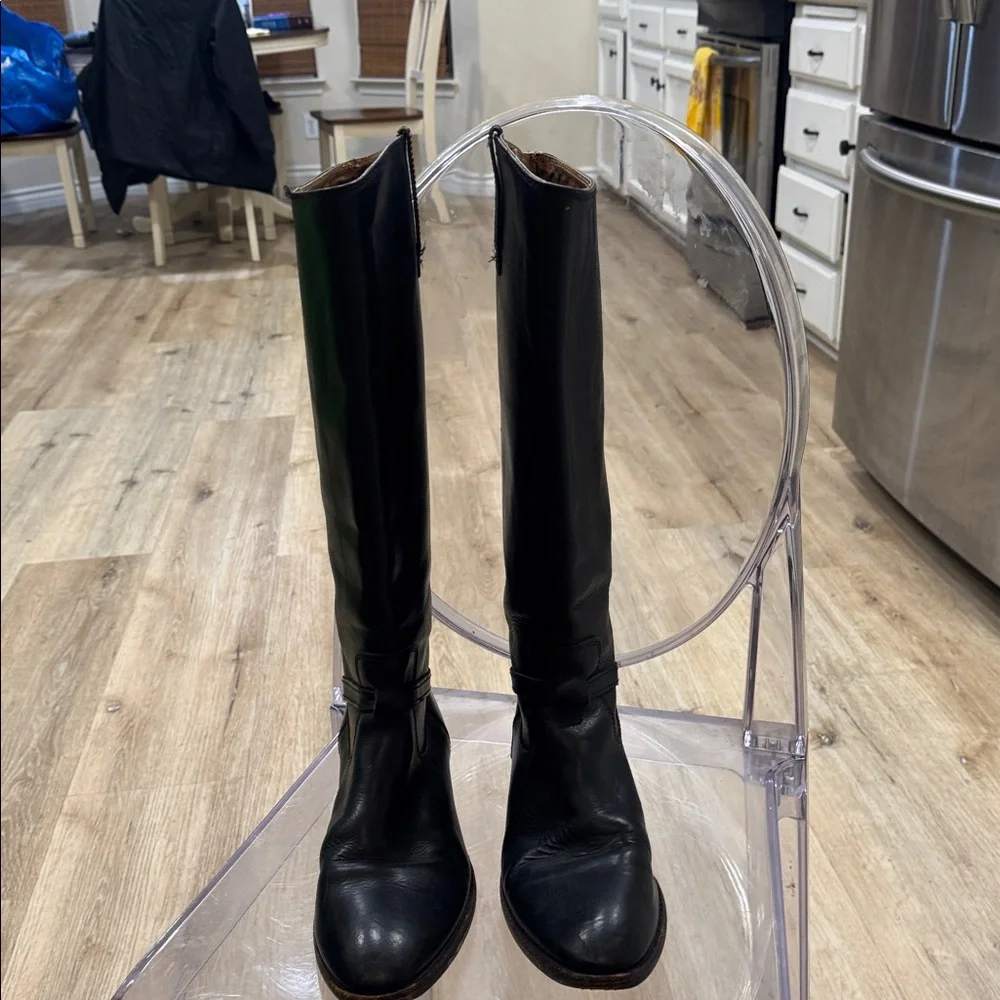 Frye Black Over the Knee Leather Boots - Picture 2 of 9
